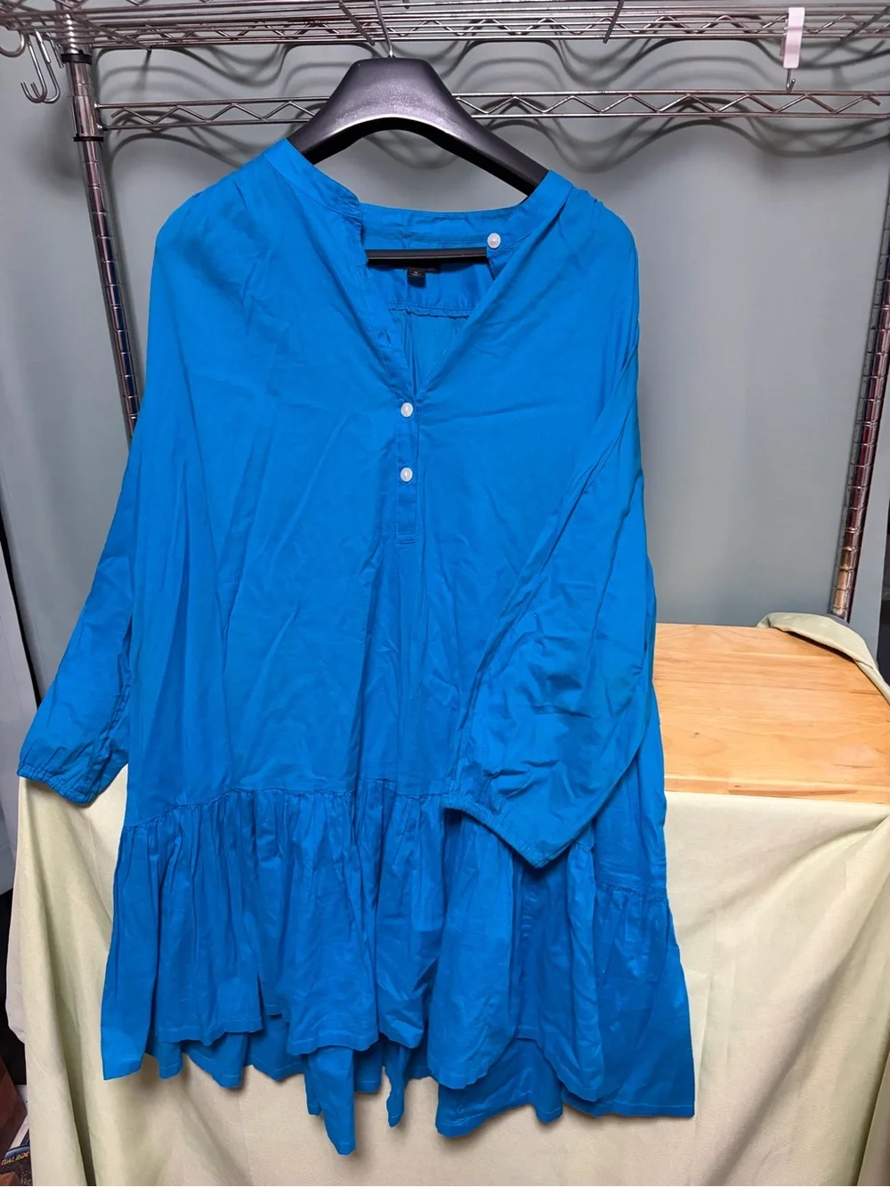 J. Crew Bright Blue Cotton Peasant Tunic Dress